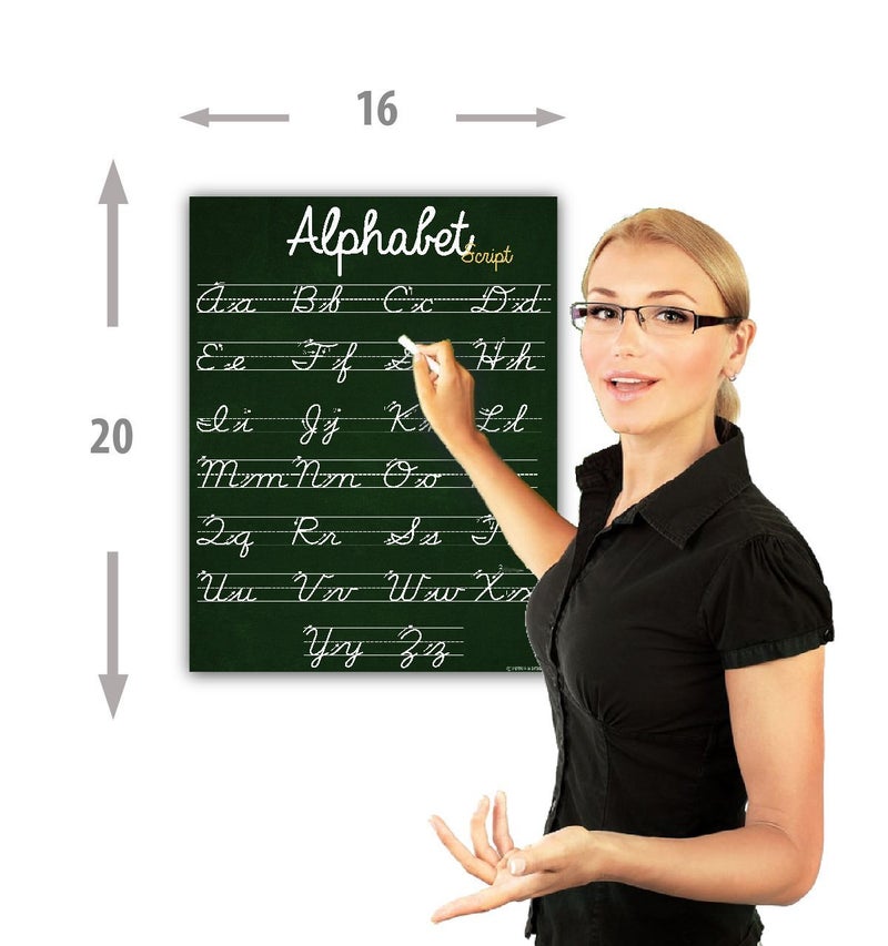 Young N Refined ABC Cursive Script Alphabet poster SIZE SMALL chart LAMINATED teaching classroom decoration Young N Refined (16x20) - Image 3